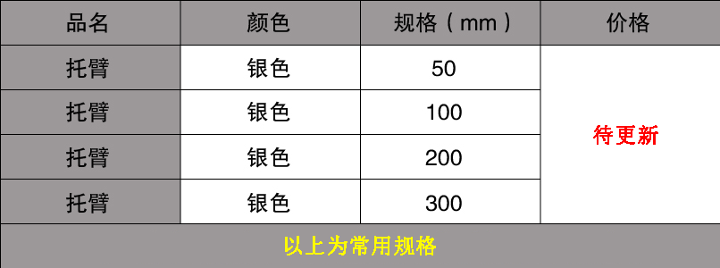 橋架配件圖片及名稱簡介(圖2) 托臂規格